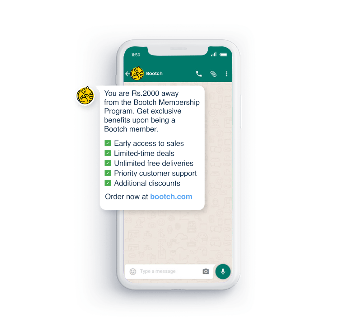 Loyalty membership alerts on WhatsApp