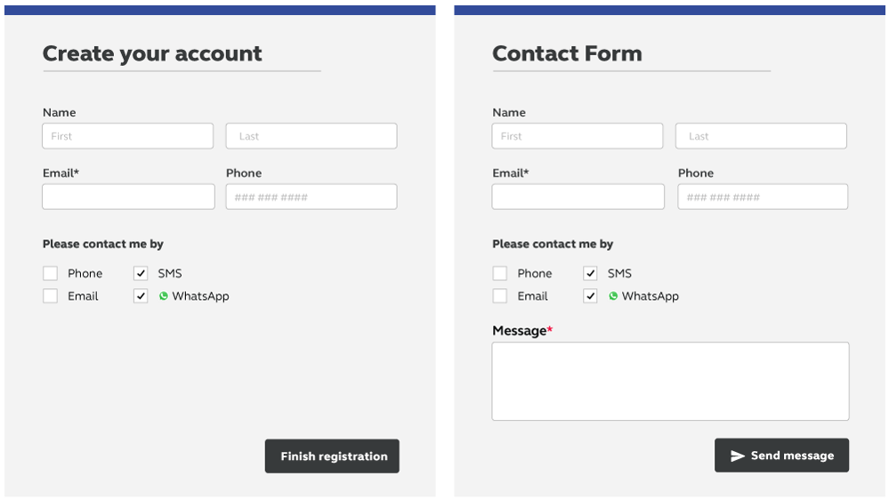 WhatsApp opt in via sign up forms