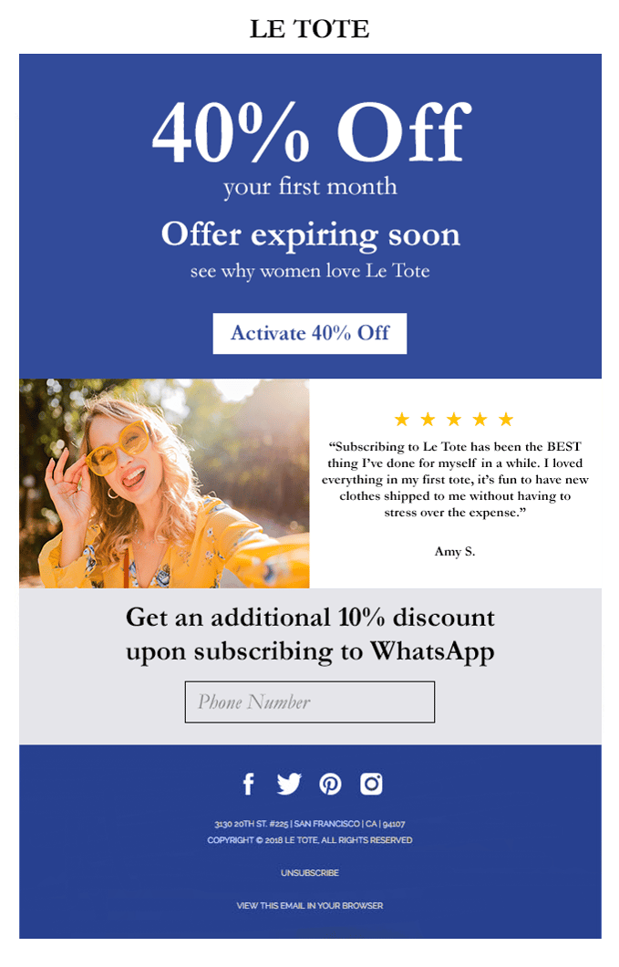 Email sign up on WhatsApp